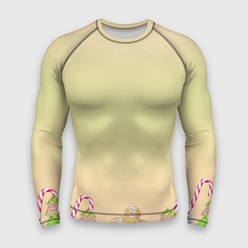 Мужской рашгард Рождество и Новый год: пряники карамель / 3D-принт – фото 1