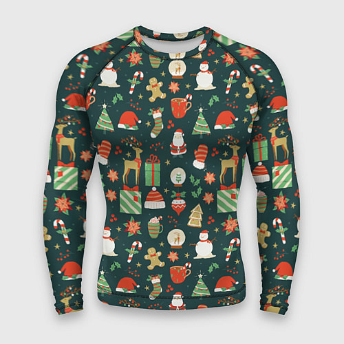 Мужской рашгард Merry Christmas Happy New Year / 3D-принт – фото 1