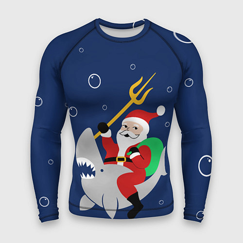 Мужской рашгард САНТА КЛАУС НА АКУЛЕ SANTA / 3D-принт – фото 1