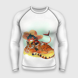 Рашгард мужской Тигр и Акула, цвет: 3D-принт