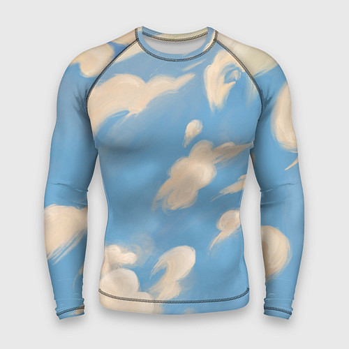 Мужской рашгард Рисунок голубого неба с облаками маслом / 3D-принт – фото 1