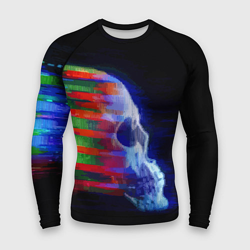 Мужской рашгард Color glitch skull / 3D-принт – фото 1