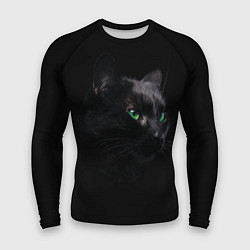 Мужской рашгард Черна кошка с изумрудными глазами