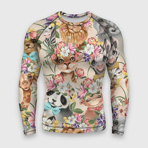 Мужской рашгард Дикие животные паттерн / 3D-принт – фото 1