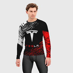 Рашгард мужской Tesla - Logo Pattern, цвет: 3D-принт — фото 2