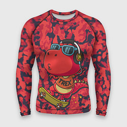 Мужской рашгард Веселый динозавр на скейте