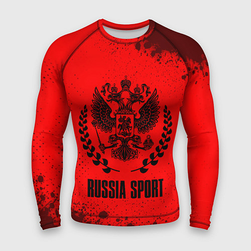 Мужской рашгард RUSSIA - ГЕРБ Russia Sport Брызги / 3D-принт – фото 1