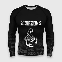 Рашгард мужской Scorpions логотипы рок групп, цвет: 3D-принт