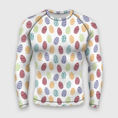 Мужской рашгард Пасхальные яйца Паттерн на белом фоне / 3D-принт – фото 1