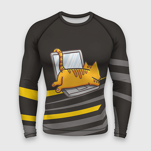 Мужской рашгард Котик лежит на ноутбуке / 3D-принт – фото 1