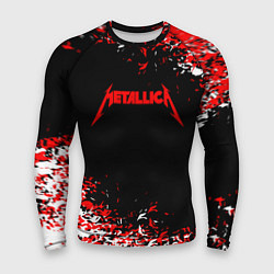 Мужской рашгард Metallica текстура белая красная