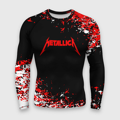 Мужской рашгард Metallica текстура белая красная / 3D-принт – фото 1
