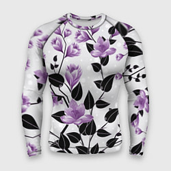 Рашгард мужской Распустившиеся фиолетовые цветы, цвет: 3D-принт