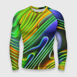 Рашгард мужской Цветные неоновые полосы Абстракция Color neon patt, цвет: 3D-принт