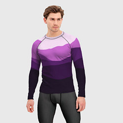 Рашгард мужской Фиолетовый градиент горы абстракция, цвет: 3D-принт — фото 2