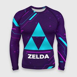 Мужской рашгард Символ Zelda в неоновых цветах на темном фоне