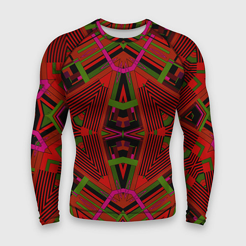 Мужской рашгард Геометрический этнический арабский узор в красно ч / 3D-принт – фото 1