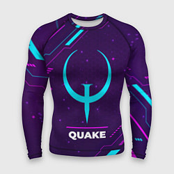Мужской рашгард Символ Quake в неоновых цветах на темном фоне