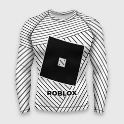 Рашгард мужской Символ Roblox на светлом фоне с полосами, цвет: 3D-принт