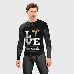 Рашгард мужской Tesla Love Classic со следами шин на фоне, цвет: 3D-принт — фото 2