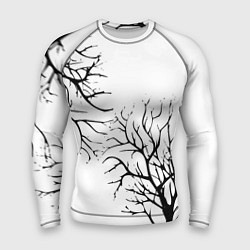 Рашгард мужской Черные ветки деревьев на белом фоне, цвет: 3D-принт