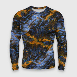 Рашгард мужской Оранжево-Синяя Вулканическая Лава, цвет: 3D-принт
