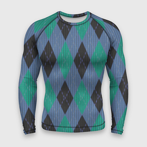 Мужской рашгард Стильный принт с ромбами / 3D-принт – фото 1