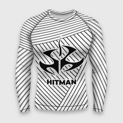 Мужской рашгард Символ Hitman на светлом фоне с полосами