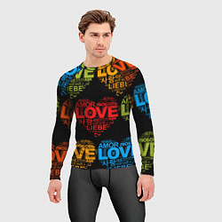 Рашгард мужской Love, Amor, Любовь - Неон версия, цвет: 3D-принт — фото 2