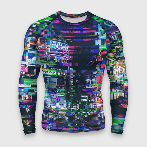 Мужской рашгард Ночной город - glitch / 3D-принт – фото 1