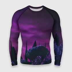 Мужской рашгард Ночное сияние в тёмном лесу - Фиолетовый