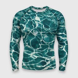 Рашгард мужской Абстрактные волны в воде - Тёмно-зелёный, цвет: 3D-принт