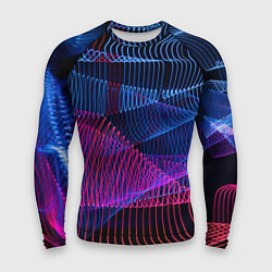 Рашгард мужской Неоновые электронные волнообразные линии, цвет: 3D-принт