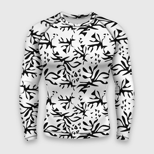 Мужской рашгард Черно белый абстрактный модный узор / 3D-принт – фото 1