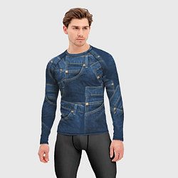 Рашгард мужской Джинсовка jeans, цвет: 3D-принт — фото 2