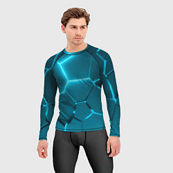 Рашгард мужской Ледяные неоновые геометрические плиты, цвет: 3D-принт — фото 2