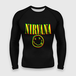 Рашгард мужской Nirvana logo glitch, цвет: 3D-принт