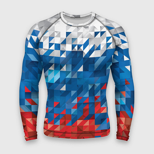 Мужской рашгард Полигональный флаг России! / 3D-принт – фото 1