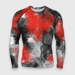 Рашгард мужской Черно-красная абстрактная текстура акварели, цвет: 3D-принт