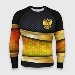 Рашгард мужской Black & gold - герб России, цвет: 3D-принт
