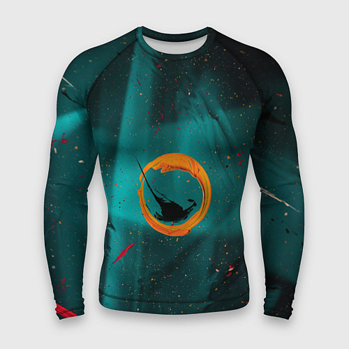 Мужской рашгард Абстрактные светло-синие оттенки и мазки красок / 3D-принт – фото 1