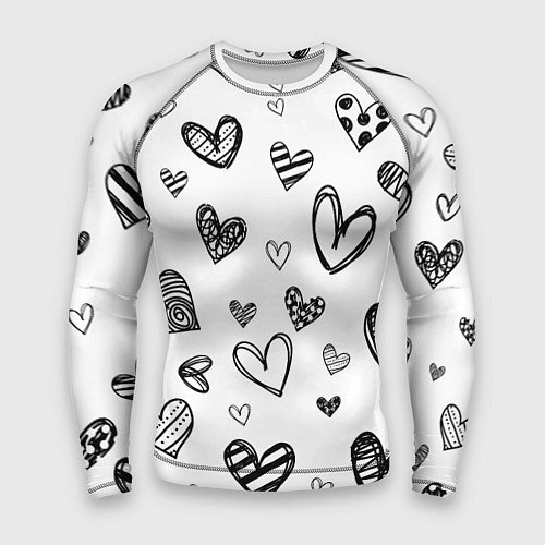 Мужской рашгард Сердца нарисованные карандашом / 3D-принт – фото 1