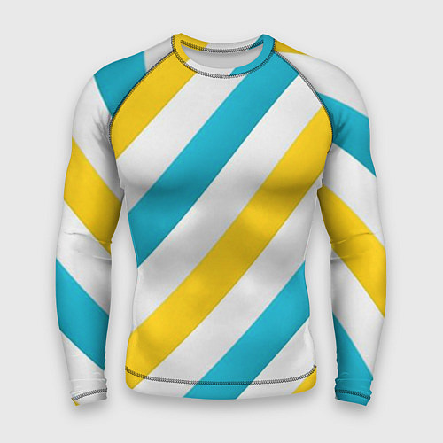 Мужской рашгард Желтые и синие полосы / 3D-принт – фото 1