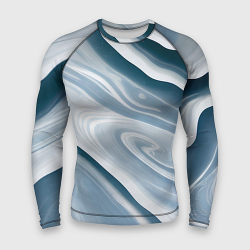 Мужской рашгард Сине-белые разводы краски / 3D-принт – фото 1