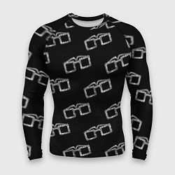 Рашгард мужской Модные очки черно-белый узор, цвет: 3D-принт