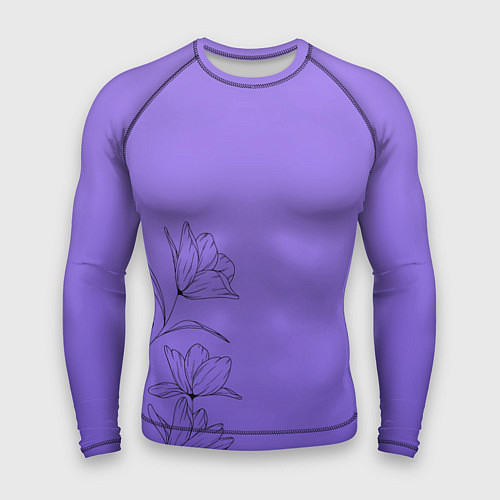 Мужской рашгард Красивый фиолетовый градиент с цветами / 3D-принт – фото 1