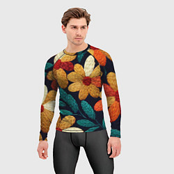 Рашгард мужской Цветы в стиле вышивки, цвет: 3D-принт — фото 2