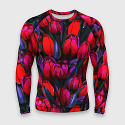 Рашгард мужской Тюльпаны - поле красных цветов, цвет: 3D-принт
