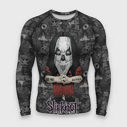 Рашгард мужской Slipknot серый абстрактный фон, цвет: 3D-принт