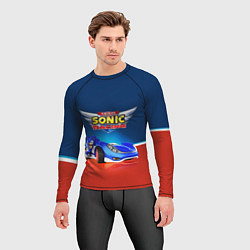 Рашгард мужской Team Sonic Racing - Ёжик и его точило, цвет: 3D-принт — фото 2